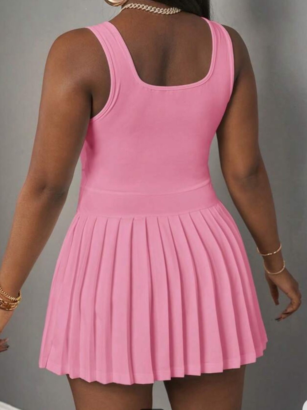 SHEIN Pink Sleeveless Mini Dress with Pleated Skirt - Picture 2 of 4